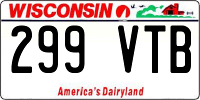 WI license plate 299VTB