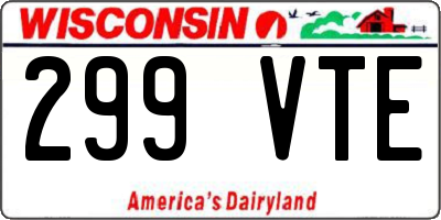 WI license plate 299VTE