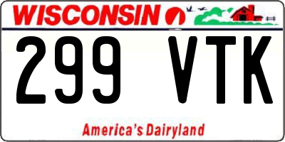 WI license plate 299VTK