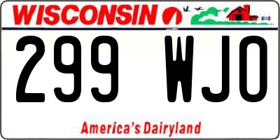 WI license plate 299WJO