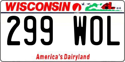 WI license plate 299WOL