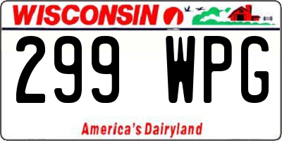 WI license plate 299WPG