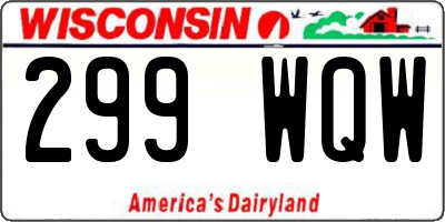 WI license plate 299WQW