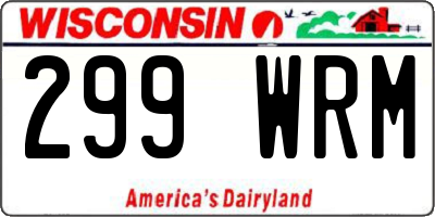 WI license plate 299WRM