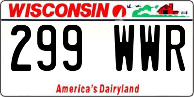 WI license plate 299WWR