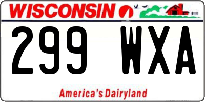 WI license plate 299WXA