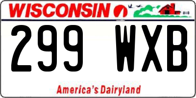 WI license plate 299WXB