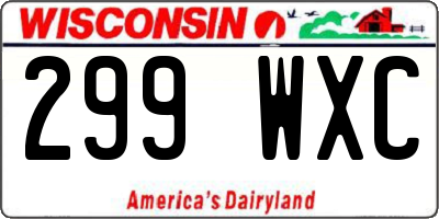 WI license plate 299WXC
