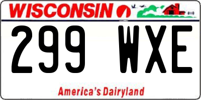 WI license plate 299WXE