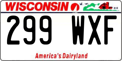 WI license plate 299WXF