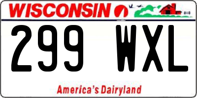 WI license plate 299WXL