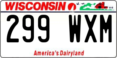 WI license plate 299WXM