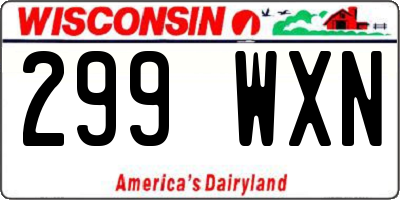 WI license plate 299WXN