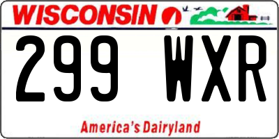 WI license plate 299WXR