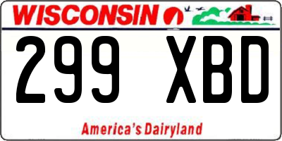 WI license plate 299XBD