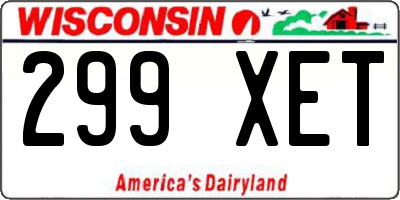 WI license plate 299XET