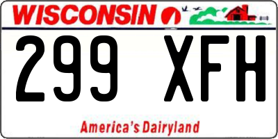 WI license plate 299XFH