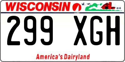 WI license plate 299XGH