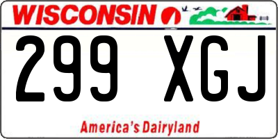 WI license plate 299XGJ