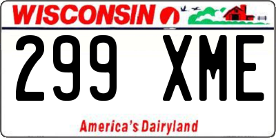 WI license plate 299XME