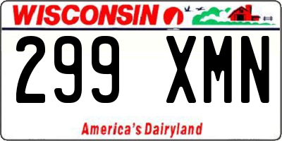 WI license plate 299XMN