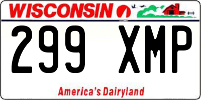 WI license plate 299XMP
