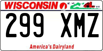 WI license plate 299XMZ