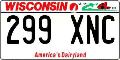 WI license plate 299XNC