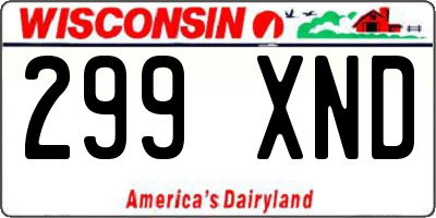 WI license plate 299XND