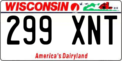 WI license plate 299XNT