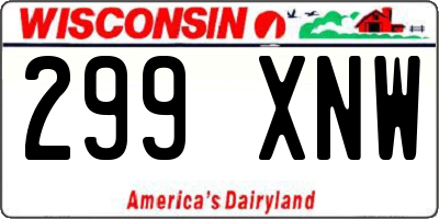 WI license plate 299XNW