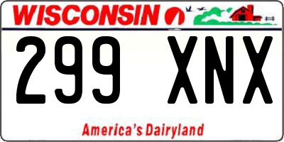 WI license plate 299XNX