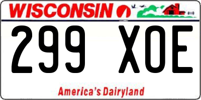 WI license plate 299XOE