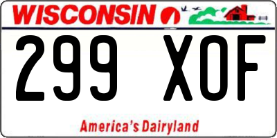 WI license plate 299XOF