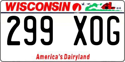 WI license plate 299XOG