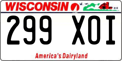 WI license plate 299XOI
