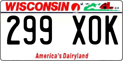 WI license plate 299XOK