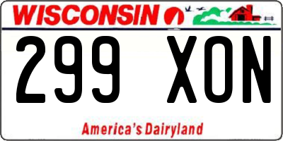WI license plate 299XON