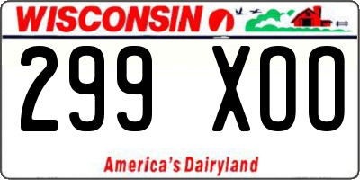 WI license plate 299XOO
