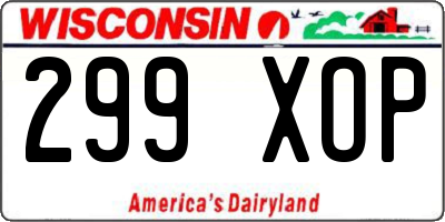 WI license plate 299XOP