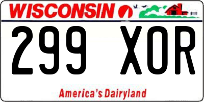 WI license plate 299XOR