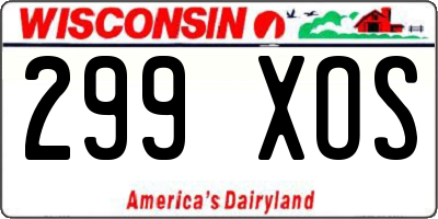WI license plate 299XOS