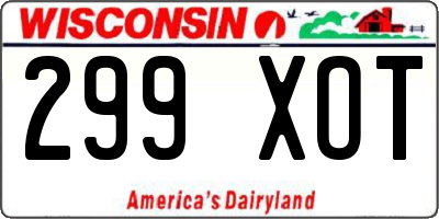 WI license plate 299XOT