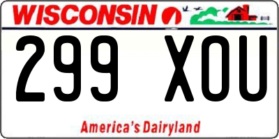 WI license plate 299XOU