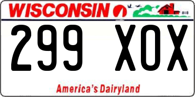 WI license plate 299XOX