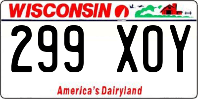 WI license plate 299XOY