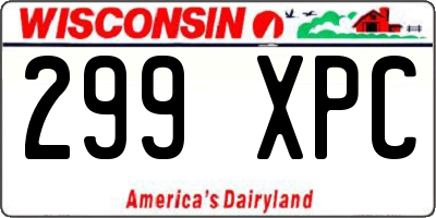 WI license plate 299XPC