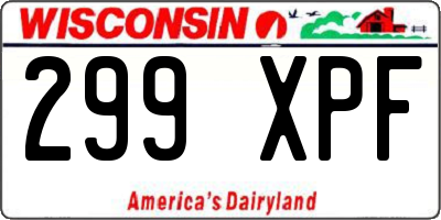 WI license plate 299XPF