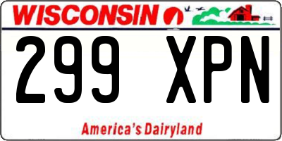 WI license plate 299XPN