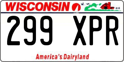 WI license plate 299XPR